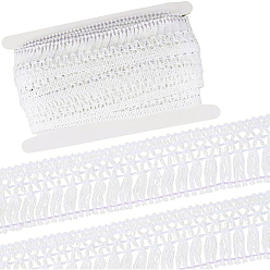 Белый Бахрома из хлопкового кружева, бахрома с кисточками, хлопок лента, с картонной карточкой, белые, 1-5/8 дюйм (40 мм), 10 ярдов