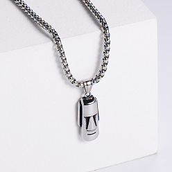 Нержавеющая Сталь Цвет Ретро-стиль 304 ожерелья из нержавеющей стали с подвеской в виде статуи моаи для мужчин, цвет нержавеющей стали