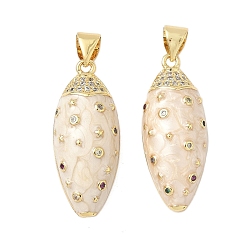 Настоящее золото 18K Кулоны с эмалью из латуни с микро паве, красочные кубические циркония, лошадиный глаз , без кадмия и без свинца, долговечный, стойки покрытие, реальный 18 k позолоченный, 26.5x10.5x7.5 мм, отверстие : 3.5x3.5 мм