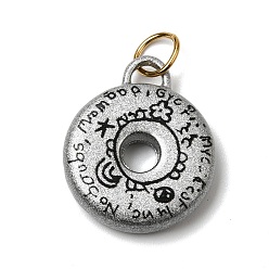 Donut Печать 304 подвески из нержавеющей стали, золотые, пончик, 21x17x4.5 мм, Перейти кольцо: 6x1 мм, внутренний диаметр: 4.5 мм