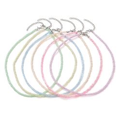 Mixed Color Glass Seed Bead Necklaces, with 304 Stainless Steel Ends Chains, Mixed Color, 14.84 inch(37.7cm), about 6Pcs/Set