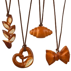 Orange 4Pcs 4 Styles PVC Simulated Bread Pendant Decorations, for Bag Ornaments, Orange, 3~8x3.2~6x1.3~2.5cm