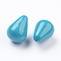 Turquoise Natural Magnesite Beads, Dyed, Turquoise, Half Drilled, Drop, Turquoise, 25x19mm, Half Hole: 1mm