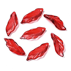 (123L) Белый крем непрозрачный блеск Прозрачный лак окрашенные стеклянные подвески, лист, огнеупорный кирпич, 33~34x12x7~9 мм, отверстие : 1.5 мм