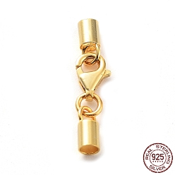 Настоящее золото 18K 925 стерлингового серебра застежкой омар коготь, с концами шнура и 925 штампом, реальный 18 k позолоченный, 22 мм, внутренний диаметр: 2.5 мм