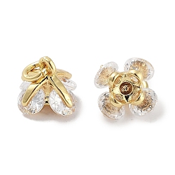 Прозрачный Латунные микро проложить кубического циркония прелести, без кадмия, без никеля и без свинца, с целью перехода в кольце, цветок, реальный 18 k позолоченный, прозрачные, 7.5x7.5x7.5 мм, отверстие : 1.8 мм