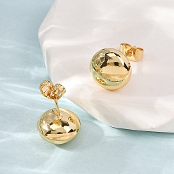 Real 18K Gold Plated Brass Stud Earrings for Women, Round, Real 18K Gold Plated, 11.5mm