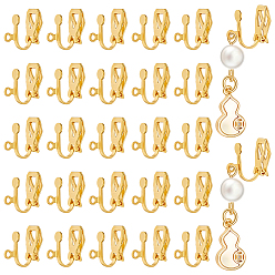 Golden 30 Pairs 925 Sterling Silver Clip-on Earring Findings, Golden, 13x6x9mm, Hole: 1.4mm