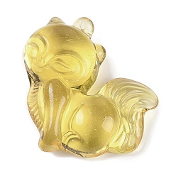 Желтый Стеклянные подвески, лиса прелести, желтые, 36.5x34.5x12 мм, отверстие : 0.8 мм