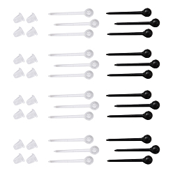 Mixed Color 200Pcs 2 Colors Eco-Friendly Plastic Stud Earring Findings, Ball Head Pin, with 200Pcs Ear Nuts, Mixed Color, 12x3mm, pin: 0.8mm, 100pcs/color