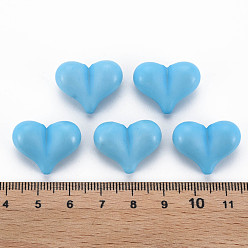 Deep Sky Blue Opaque Acrylic Beads, Heart, Deep Sky Blue, 17x22x10mm, Hole: 1.4mm, about 255pcs/500g