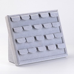 Серый Деревянные серьги дисплеи, обтянута бархатом, серые, 20.4x25.1x9.8 см