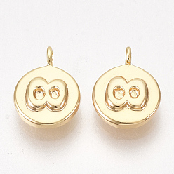 Echt 18 k vergoldet Messing Charme, Flache runde mit unendlichkeit, Nickel frei, echt 18 k vergoldet, 11x8x2.5 mm, Bohrung: 1.5 mm