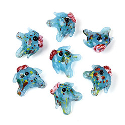 Светло-Голубой Бусы лэмпворк ручной работы, рыба, Небесно-голубой, 17.5~21.5x16.5~19.5x10.5~13 мм, отверстие : 1.2~2 мм, около 20 шт / нитка, 11.81~12.01 дюйм (30~30.5 см)