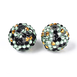 Светло-голубой Круглые бусины из смоляных стразов на тему Хэллоуина, для самодельных ручек-бусин, брелки и ювелирные изделия ручной работы, с акриловыми шариками внутри, светло-голубой, 19.5~20x18~19 мм, отверстие : 2.8 мм