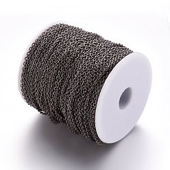 Gunmetal Iron Cable Chains, for DIY Jewelry Making, with Spool, Unwelded, Oval, Gunmetal, Lead Free, 3x2x0.5mm, about 328.08 Feet(100m)/roll