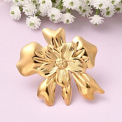 Золотой Цветок 304 открытые манжеты из нержавеющей стали для женщин, золотые, внутренний диаметр: 17.6 мм