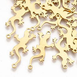 Золотой 201 ссылки нержавеющей стали, лазерная резка, геккон, золотые, 27.5x12x1 мм, отверстие : 1.8 мм