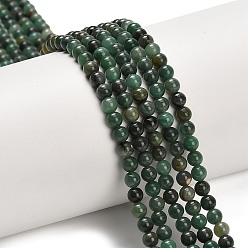 Африканский Нефрит Природные африканские нефритовые бусы пряди, круглые, 4.5 мм, отверстие : 0.7 мм, около 92 шт / нитка, 14.96 дюйм (38 см)