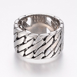 Antique Silver 304 Stainless Steel Finger Rings, Wide Band Rings, Antique Silver, Size 10, 20mm