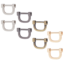 Mixed Color 8Pcs 4 Colors Alloy D Rings, Buckle Clasps, for Webbing, Strapping Bags, Garment Accessories, Mixed Color, 24x37x6mm, 2pcs/color
