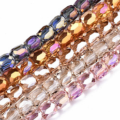 (52) Непрозрачная лаванда Прозрачные стеклянные бусины гальваническим пряди, с покрытием AB цвета, граненые, колонка, разноцветные, 10x10 мм, отверстие : 1.4 мм, около 48~50 шт / нитка, 18.89~19.68 дюйм (48~50 см)
