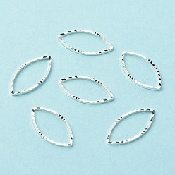 925 Sterling versilbert Messing Verbinderring, langlebig überzogen, cadmiumfrei und bleifrei, Pferd Auge, 925 Sterling versilbert, 16x8x1 mm, Innendurchmesser: 14x6 mm