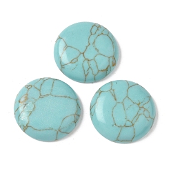 Синтетическая Бирюза Синтетических бирюзовый кабошон, плоско-круглые, 20~23x3.5~5 мм