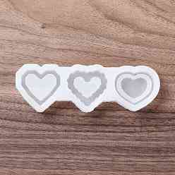 White Shaker Molds, DIY Heart Quicksand Silicone Molds, Resin Casting Molds, for UV Resin, Epoxy Resin Craft Making, White, 46x140x13mm, Inner Diameter: 32~34x38~40mm