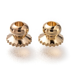 Настоящее золото 24K Латунные бусины колпачок, долговечный, реальный 24 k позолоченный, 4x3 мм, отверстие : 1.4 мм