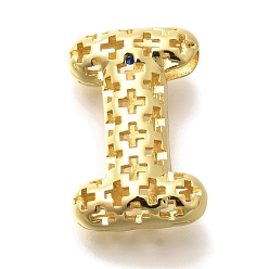 Letter I Латунные подвески, подвески с полыми буквами, стойки покрытие, долговечный, без кадмия и без свинца, Буква "i", 22x14.5x8 мм, отверстие : 5x2.7 мм