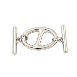 Платина Латуни Переключить застежками, без кадмия, без никеля и без свинца, овальные, платина, овальный : 19.5x13.5x2.5 mm, отверстие : 6x7 мм, бар: 15.5x4.5x2.5 mm, отверстие : 1.2 мм