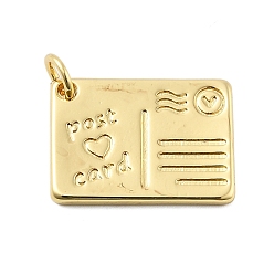Настоящее золото 18K Латунные подвески, прямоугольная открытка-подвеска, без свинца и без кадмия, долговечный, с целью перехода в кольце, реальный 18 k позолоченный, 13x18x2 мм