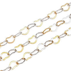 Золотой & Цвет Нержавеющей Стали Двухцветные 304 цепочки из нержавеющей стали в форме сердца, пайки, ионное покрытие (ip), с катушкой, золотые и нержавеющая сталь цвет, 3.5x5x0.5 мм
