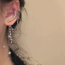 Бабочка Серьги-каффы из сплава для женщин, с кубического циркония, бабочка, 15 мм