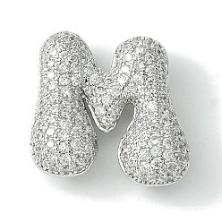 Letter M Стойки обшивки латунь кубического циркония подвески, без кадмия и без свинца, долговечный, алфавит, Буква М, 23x22x8 мм, отверстие : 4x2 мм