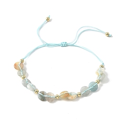Flower Amazonite Браслеты из плетеных бусин из натурального цветка амазонита, диск, с 304 из нержавеющей стали бусы, внутренний диаметр: 1-1/8~3 дюйм (2.9~7.6 см)