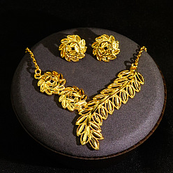 Цветок Латунные подвески и серьги-гвоздики для женщин, золотые, цветок, 15 мм и 450 мм