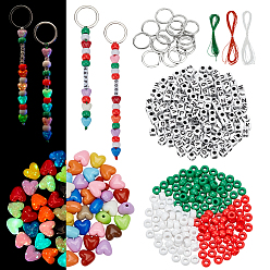 (52) Непрозрачная лаванда Набор для самостоятельного изготовления рождественских подарков, включая непрозрачные пластиковые шарики, непрозрачные и светящиеся акриловые бусины, железа отделились брелоки, вощеный шнур полиэстера, разноцветные, 9x6 мм, отверстие : 3.8 мм