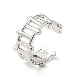 Нержавеющая Сталь Цвет Не тускнеет 304 нержавеющая сталь ограждение форма открытое манжетное кольцо, полое кольцо для мужчин женщин, цвет нержавеющей стали, размер США 9 (18.9 мм)