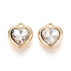 Кристалл Прелести сплава Rhinestone, сердце, золотые, кристалл, 13.5x12x5 мм, отверстие : 1.6 мм