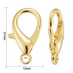 Golden Zinc Alloy Lobster Claw Clasps, Parrot Trigger Clasps, Cadmium Free & Lead Free, Golden, 21x12mm, Hole: 2mm