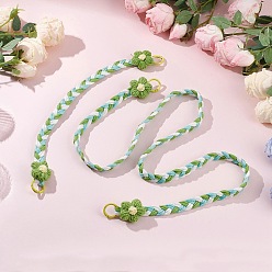 Зеленый 2 шт. 2 стили полиэстер и спандекс шнуры веревки подвесные украшения, с хлопковым цветком и окрашенными распылением кольцами из сплава пружинного затвора, зелёные, 400~1200x17x6 мм, 1 шт / стиль