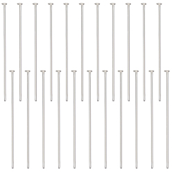 Серебро 925 булавки с плоской головкой из стерлингового серебра, серебряные, 24~25x0.5 мм, Руководитель: 1.5 mm, Около 40 шт / коробка
