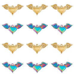 (52) Непрозрачная лаванда 12 шт. 2 цвета 304 подвески из нержавеющей стали, подвески в виде крыльев сердца, разноцветные, 15x27.5x4 мм, отверстие : 1.2 мм, 6 шт / цвет