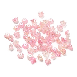 Ярко-Розовый Заглушки из АБС-пластика, цветок, ярко-розовый, 8x8x4 мм, отверстие : 1.2 мм