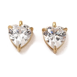 Настоящее золото 14K 304 прелести нержавеющей стали, со стеклом, сердце прелести, реальный 14 k позолоченный, 11x9x5.5 мм, отверстие : 1.8 мм