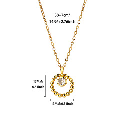 Настоящее золото 18K Женские кольца-подвески из латуни с инкрустацией прозрачными кубическими циркониями., реальный 18 k позолоченный, 14.96 дюйм (38 см), Кулон : 13x13 мм