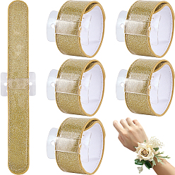Dark Khaki 6Pcs Plastic Slap Bracelets, Snap Bracelets for Women, with Glitter Powder, Dark Khaki, 8.66 inch(22cm)