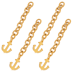 Golden 304 Stainless Steel Chain Extender, with Anchor Charms, Golden, 71x6mm